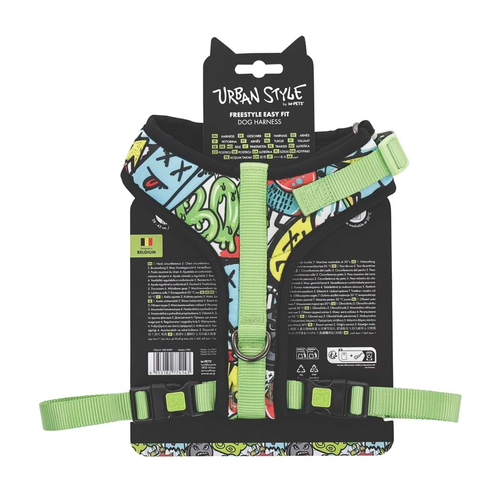 10873099 M-PETS URBAN STYLE MULTİCOLOR EASY FİT KÖPEK GÖĞÜS TASMASI (M)