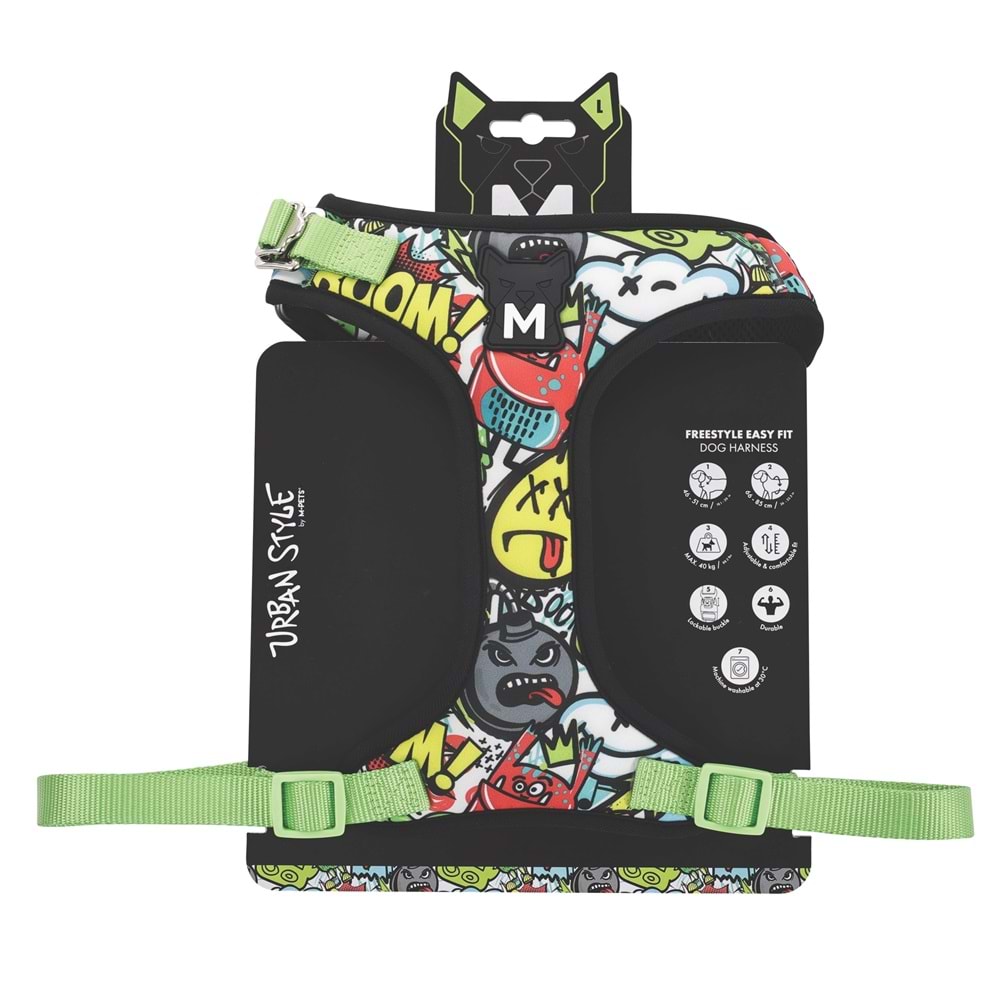 10873199 M-PETS URBAN STYLE MULTİCOLOR EASY FİT KÖPEK GÖĞÜS TASMASI (L)