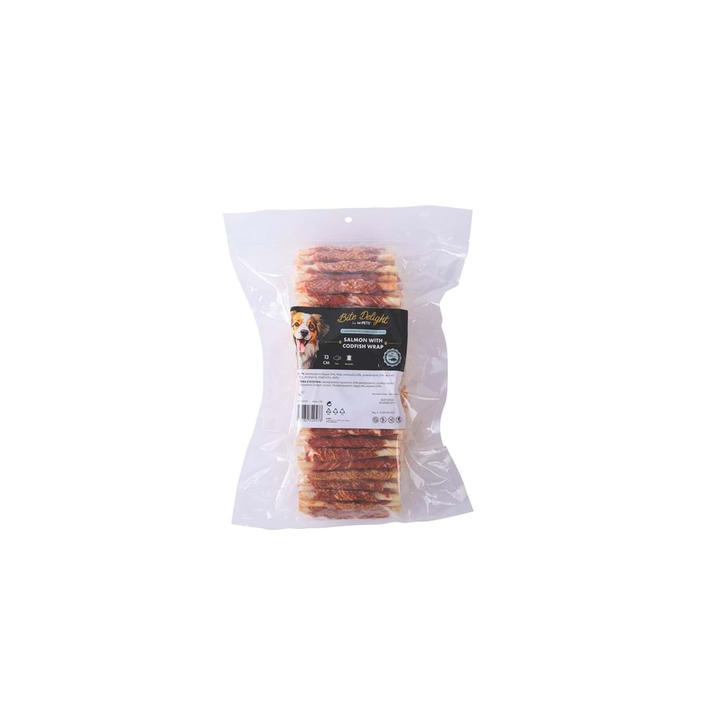 19043099 M-PETS BITE DELIGHT SALMON WİTH CODFİSH WRAP 13CM KÖPEK ÖDÜLÜ 2KG