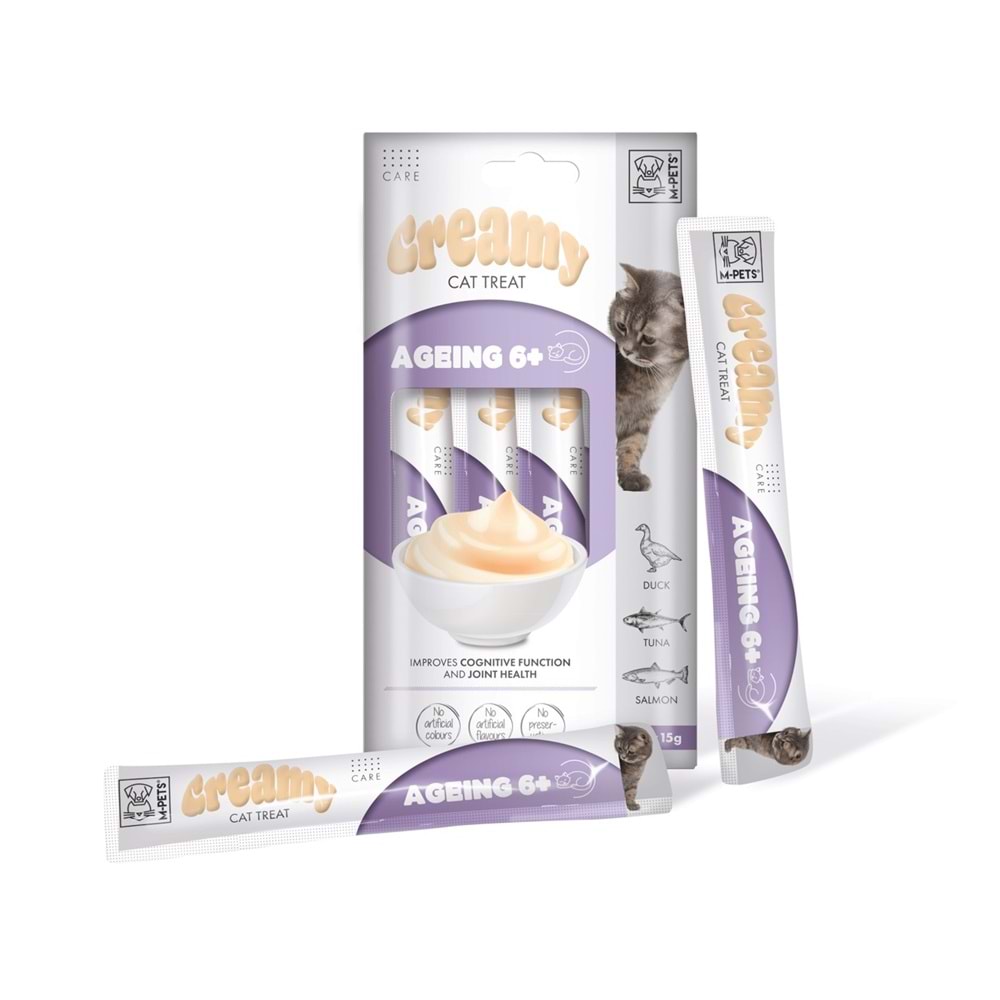 19050299 M-PETS AGEING 6+ FONKSİYONEL CREAMY KEDİ ÖDÜLÜ 4X15GR