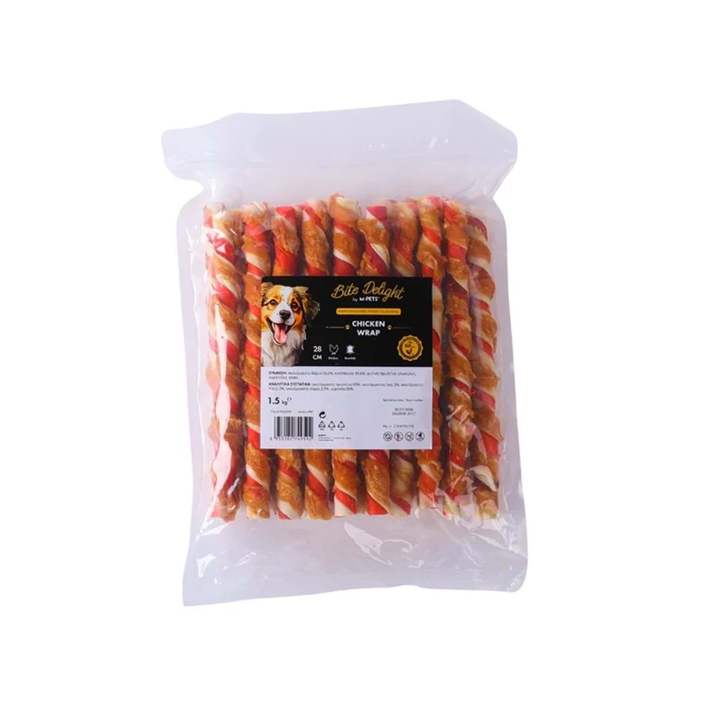 19050699 M-PETS BITE DELIGHT CHICKEN WRAP 28CM KÖPEK ÖDÜLÜ 2KG