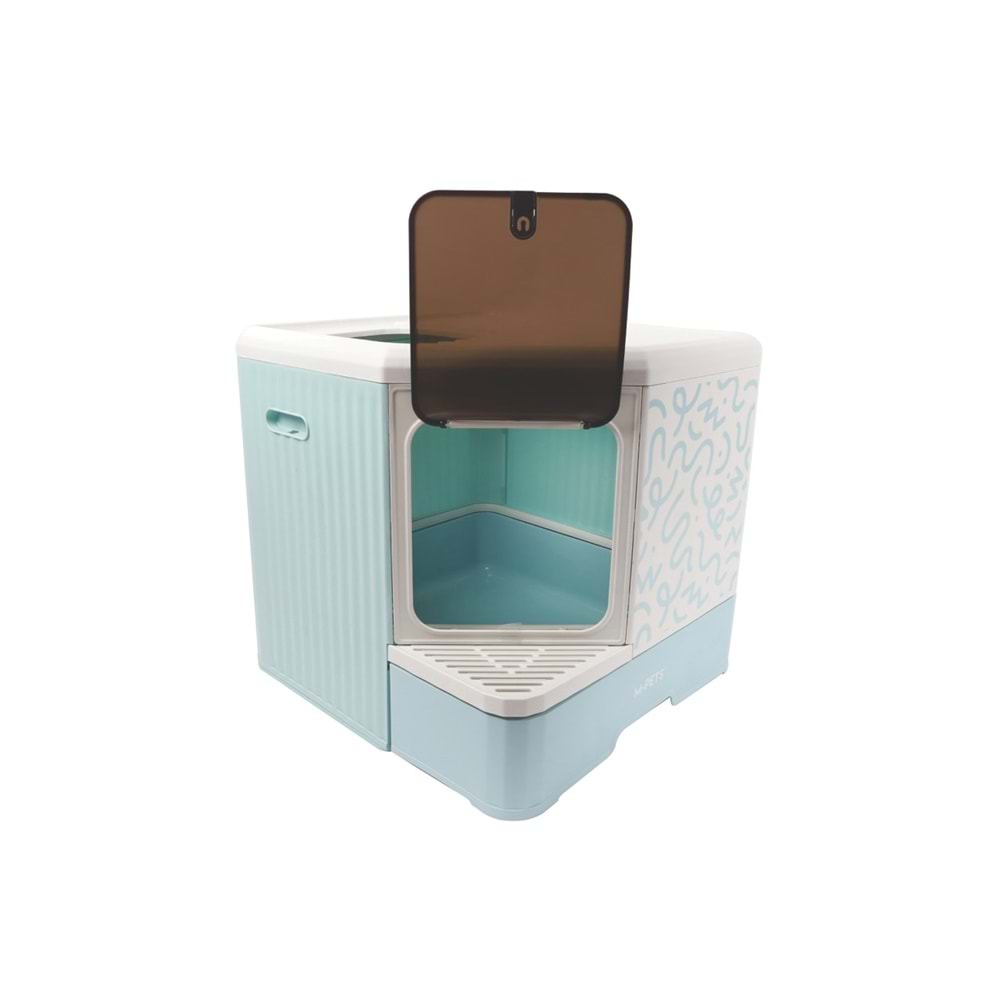 20104499 M-PETS TERRA FORMA ECO DESENLİ KAPALI KEDİ TUVALETİ BLUE