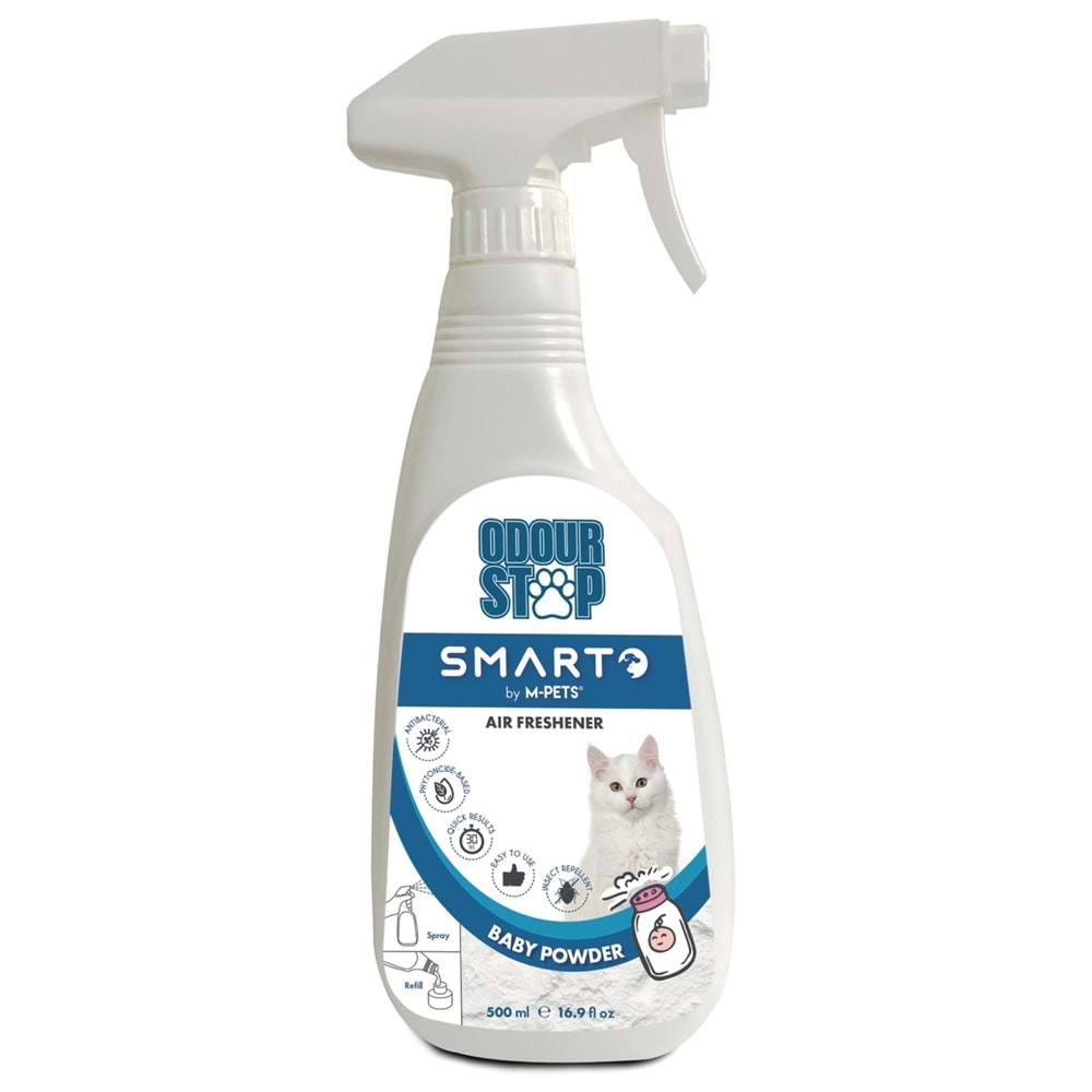 20104899 M-PETS ODOUR STOP DEODORANT SPRAY BABY POWDER 500ML