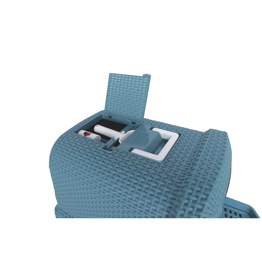 20116217 M-PETS SUEZ RATTAN KAPALI KEDİ TUVALETİ BLUE 69X42X41CM