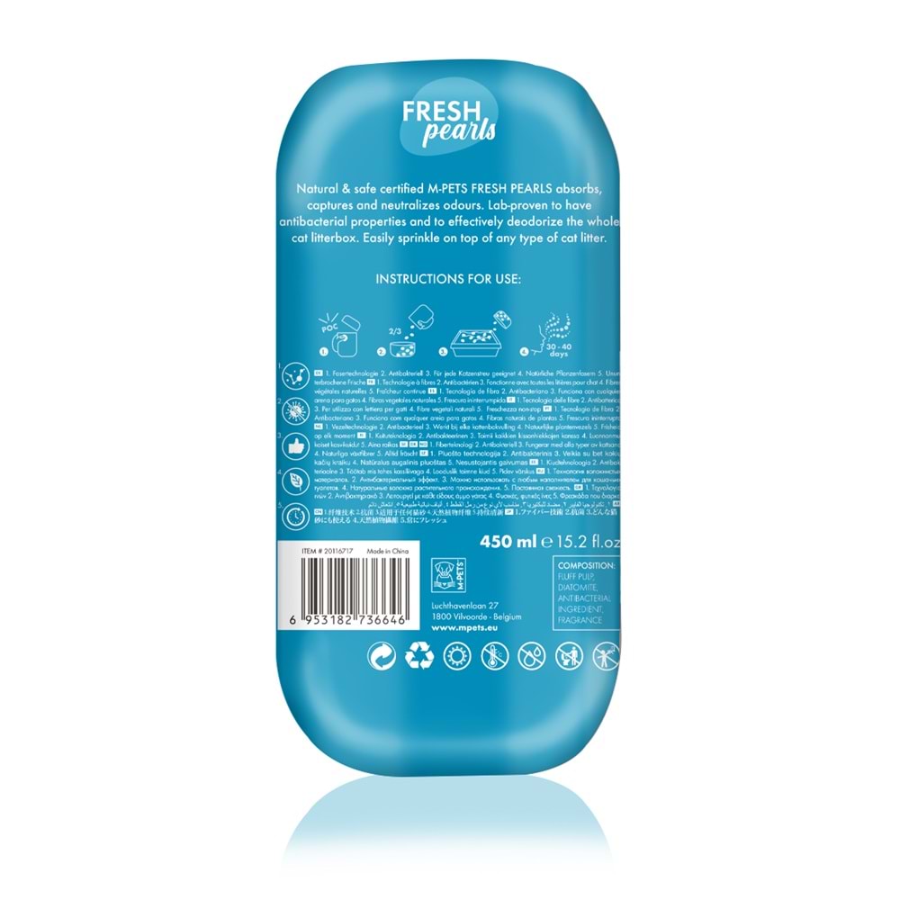 20116717 M-PETS FRESH PEARLS KEDİ KUMU DEODORANT OKYANUS KOKULU 450ML