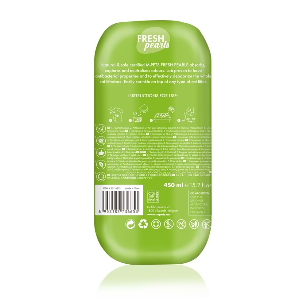 20116813 M-PETS FRESH PEARLS KEDİ KUMU DEODORANT ÇİM KOKULU 450ML