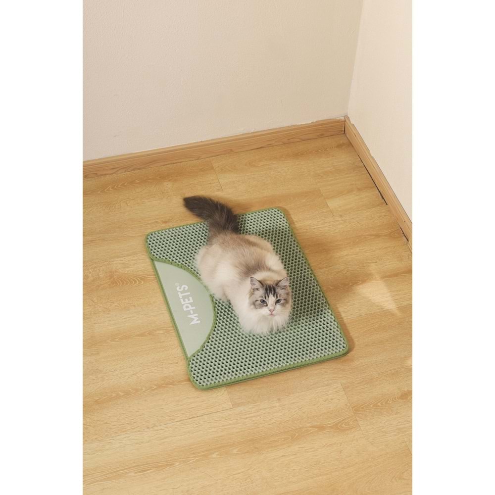 20117803 M-PETS DUPLEX ELEKLİ KEDİ KUMU PASPASI YEŞİL 60X45CM