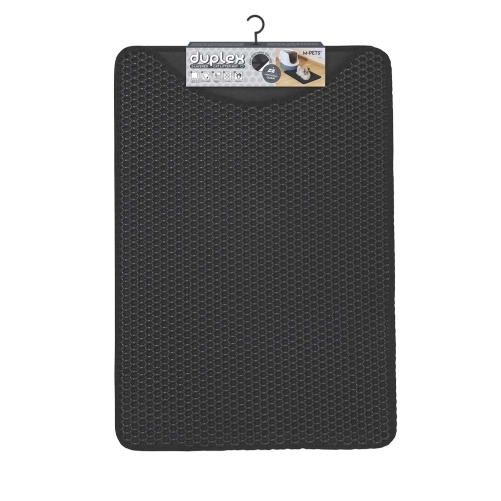 20118108 M-PETS DUPLEX ELEKLİ KEDİ KUMU PASPASI SİYAH 45X65CM