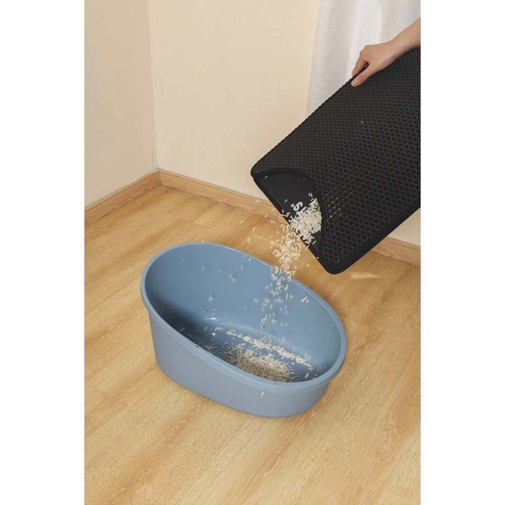 20118108 M-PETS DUPLEX ELEKLİ KEDİ KUMU PASPASI SİYAH 45X65CM