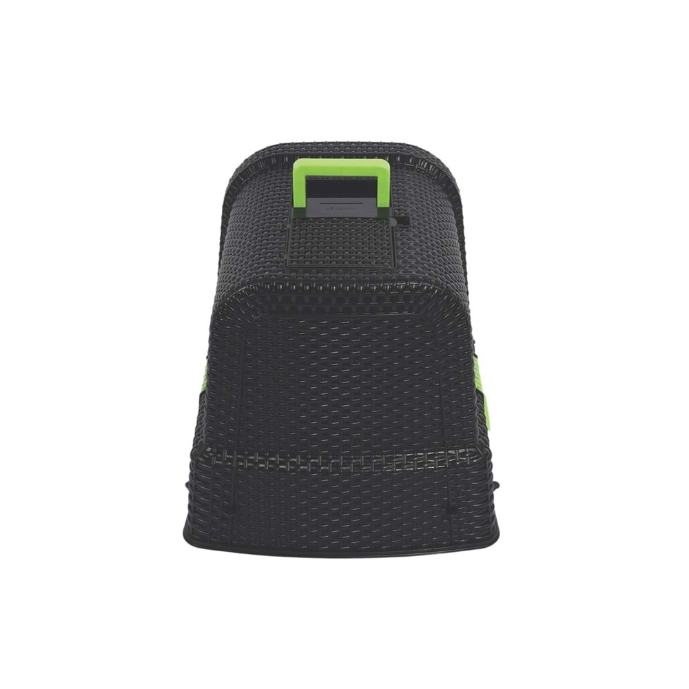 20118399 M-PETS ECO RATTAN KAPALI KEDİ TUVALETİ BLACK/GREEN