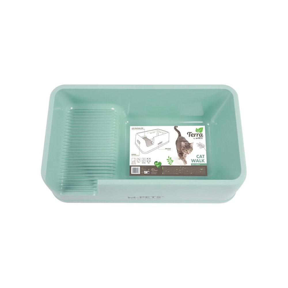 20119803 M-PETS TERRA CAT WALK AÇIK KEDİ TUVALETİ SEA GREEN