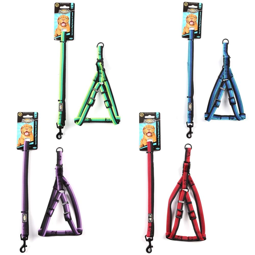 203468-DOGLİFE KÖPEKLER İÇİN DESENLİ GÖĞÜS TASMASI+GEZDİRME 1,5CM