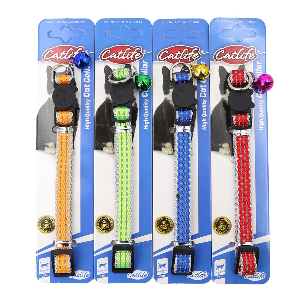 203501-CATLİFE KEDİLER İÇİN ZİLLİ BOYUN TASMASI MİX COLOR