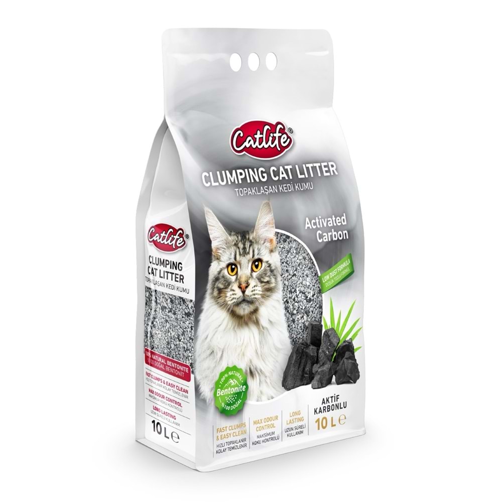 CATLİFE ACTİVE KARBONLU BENTONİT KEDİ KUMU 10LT