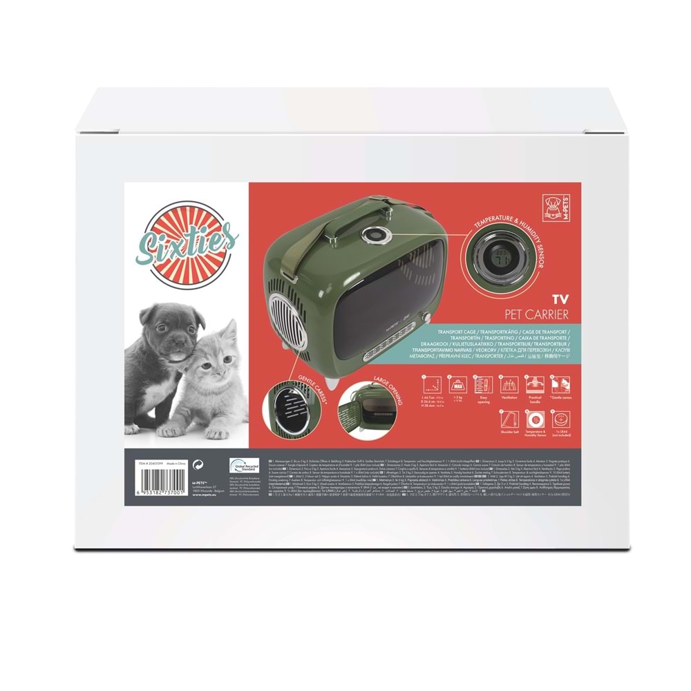 20401099 M-PETS SIXTIES TV TAŞIMA ÇANTASI GREEN 44X26X38CM