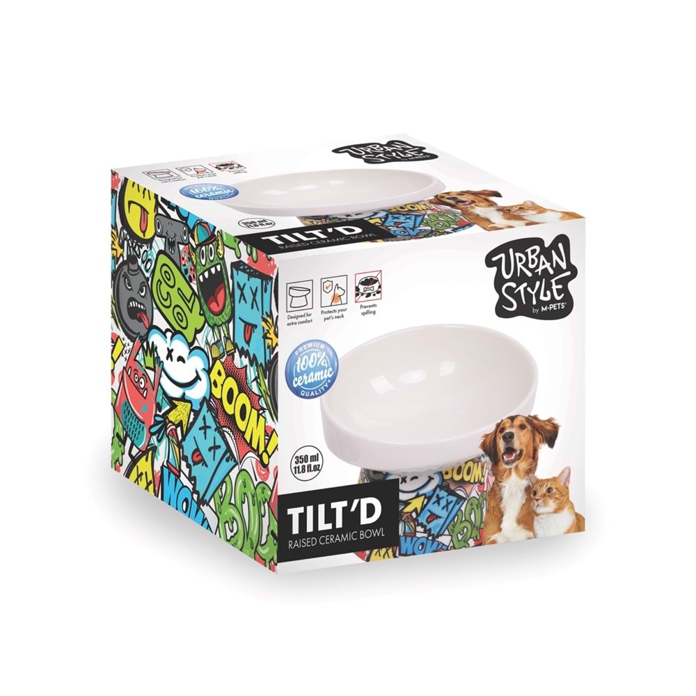 20501899 M-PETS URBAN STYLE TILTD SERAMİK MAMA KABI 350ML MİX COLOR