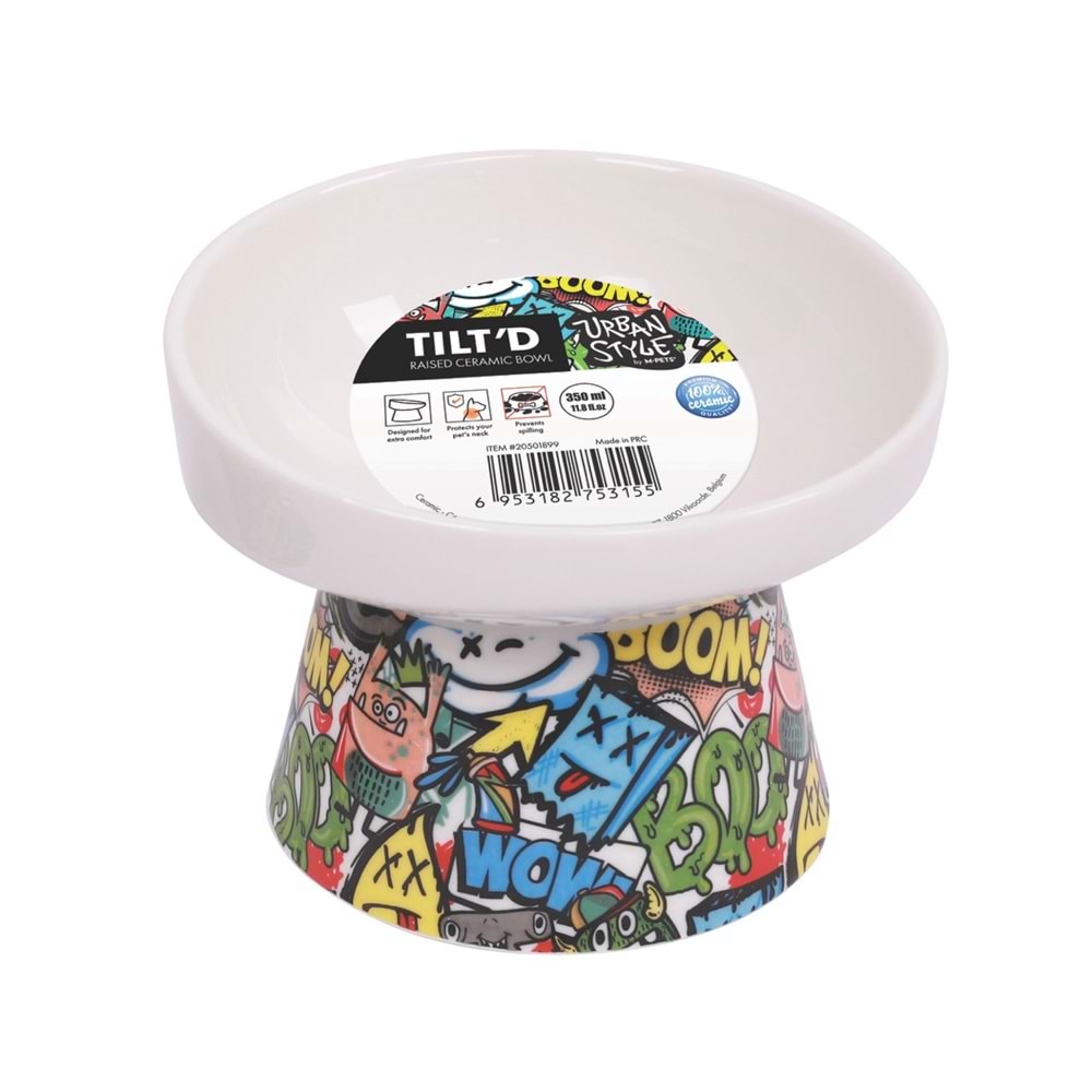 20501899 M-PETS URBAN STYLE TILTD SERAMİK MAMA KABI 350ML MİX COLOR