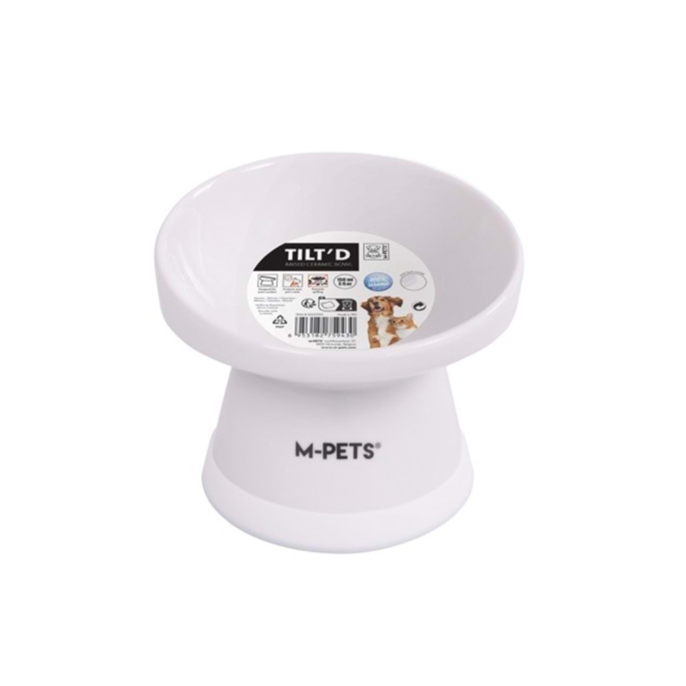 20501901 M-PETS TILTD SERAMİK MAMA KABI 150ML WHİTE