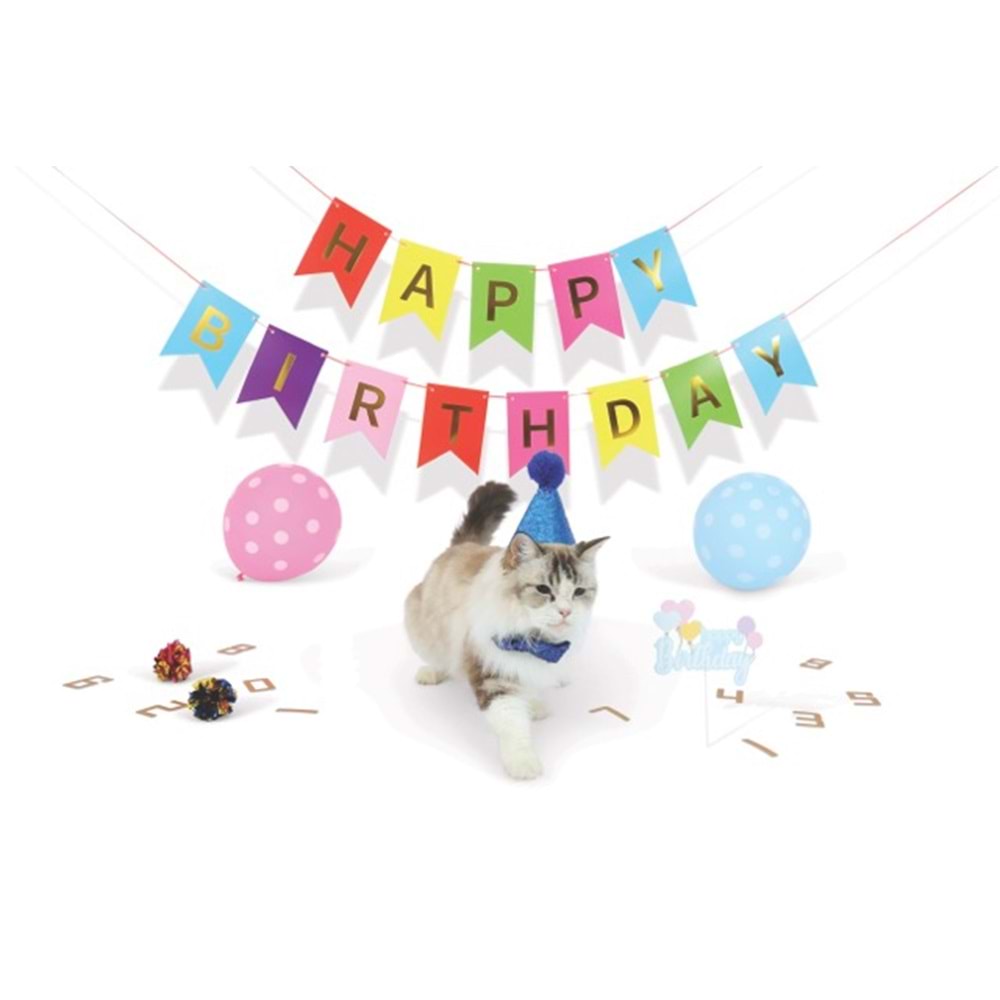 20644599 M-PETS PARTY TIME ERKEK KEDİLER İÇİN DOĞUM GÜNÜ SETİ