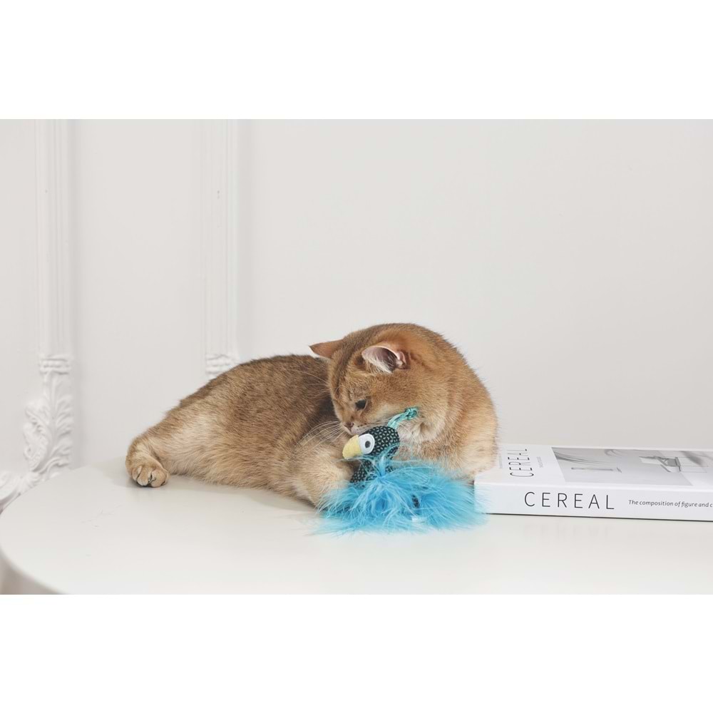 20647199 M-PETS PLUME PEAOCK CATNİPLİ KEDİ OYUNCAĞI BLUE