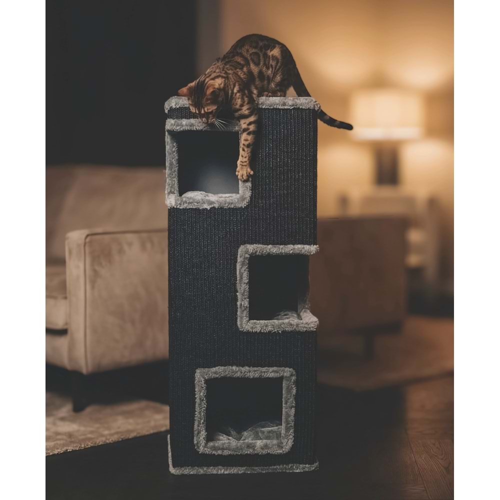 20656299 M-PETS PANTHER PREMİUM CITADEL KEDİ TIRMALAMA GREY