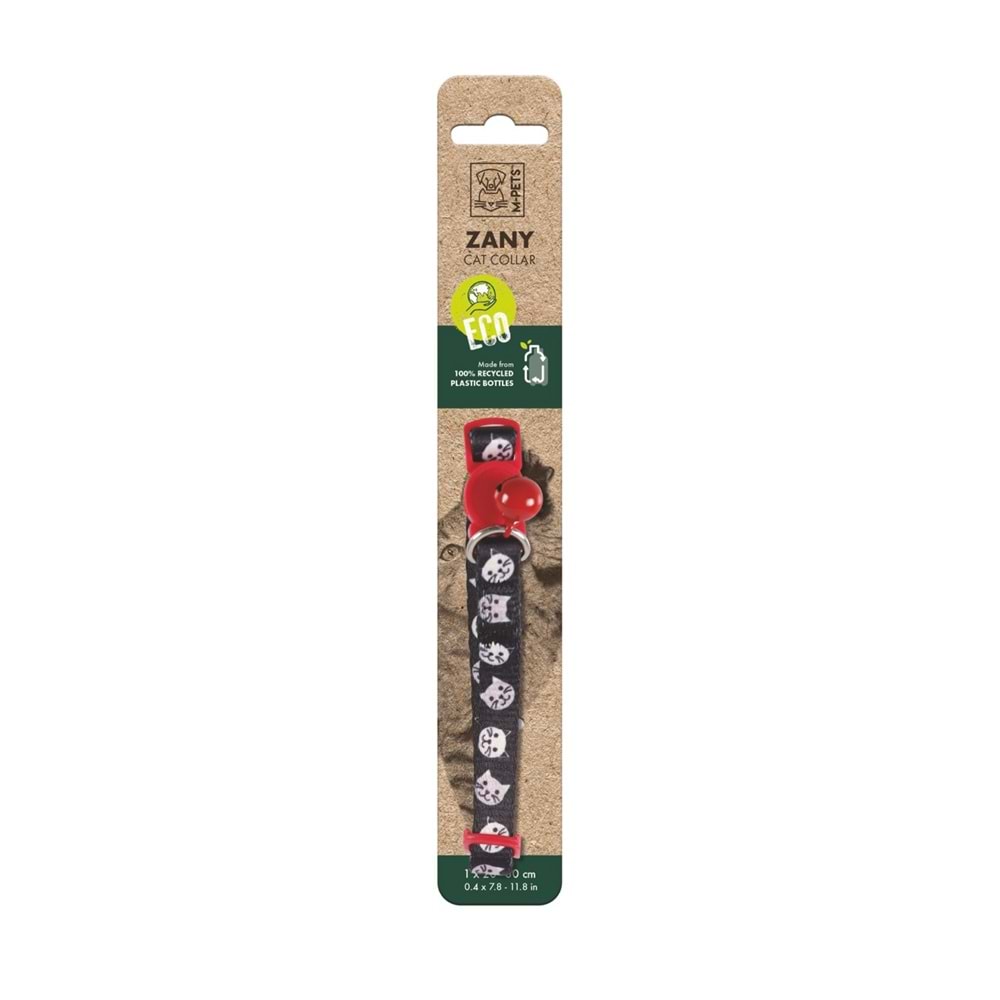 20800799 M-PETS ZANY KEDİ BOYUN ZİLLİ TASMASI BLACK/RED