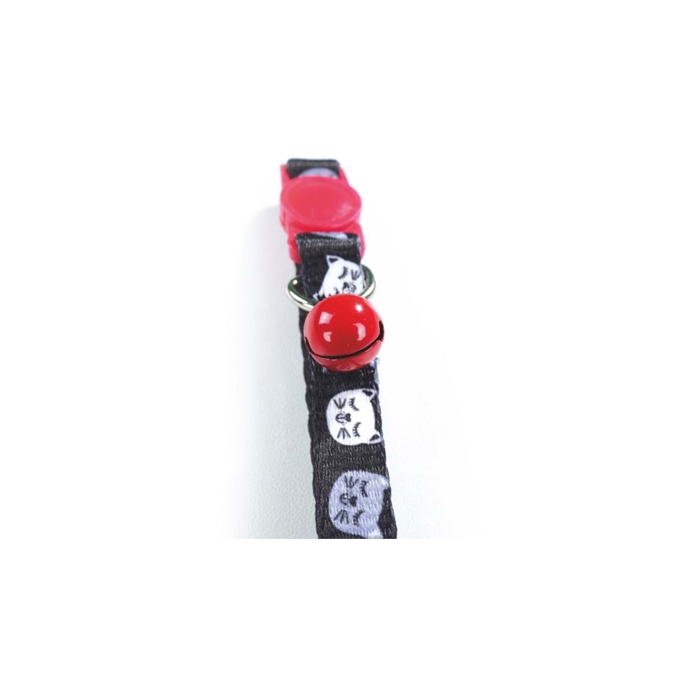 20800799 M-PETS ZANY KEDİ BOYUN ZİLLİ TASMASI BLACK/RED