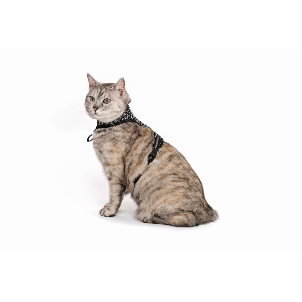 20801199 M-PETS LETSGO KEDİ GÖĞÜS TASMASI+GEZDİRME BLACK/WHİTE