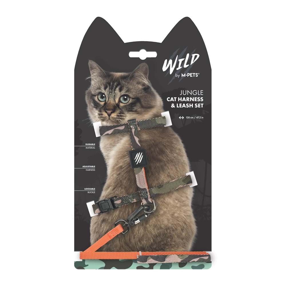 20801899 M-PETS WILD JUNGLE KEDİ GÖĞÜS TASMASI SET