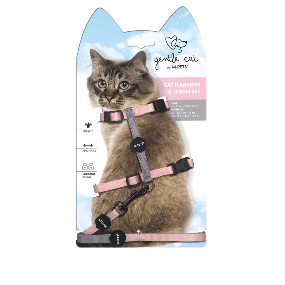 20802299 M-PETS GENTLE CAT GÖĞÜS TASMASI ve GEZDİRME SET PİNK