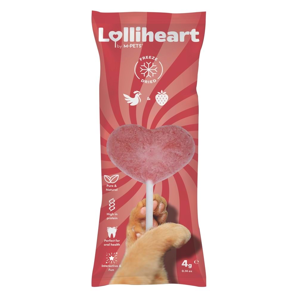 29013199 M-PETS LOLLİHEART ÇİLEKLİ KEDİ ÖDÜLÜ 4GR 15Lİ