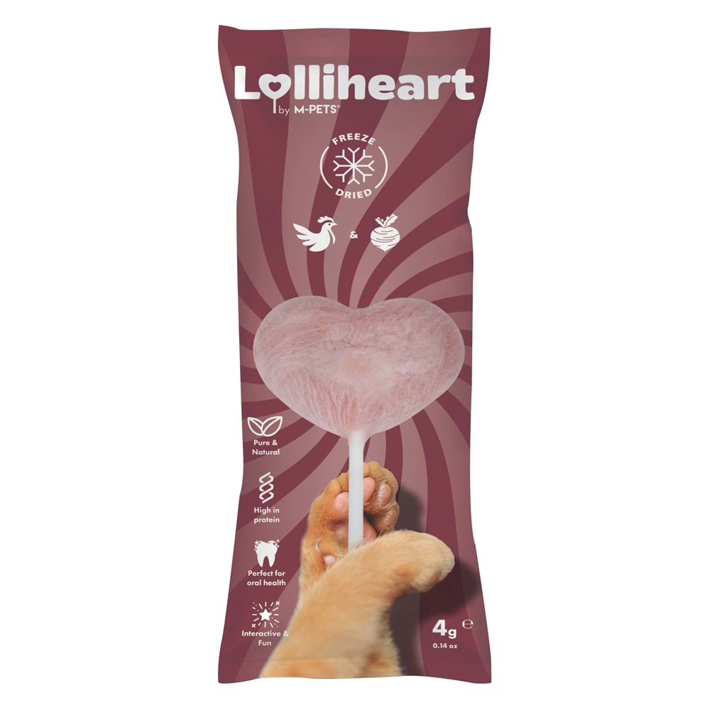 29013299 M-PETS LOLLİHEART PANCARLI KEDİ ÖDÜLÜ 4GR 15Lİ