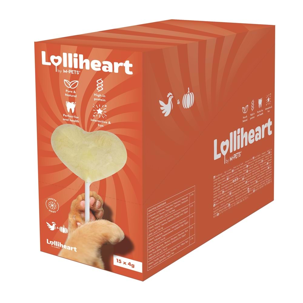 29013599 M-PETS LOLLİHEART BALKABAKLI KEDİ ÖDÜLÜ 4GR 15Lİ