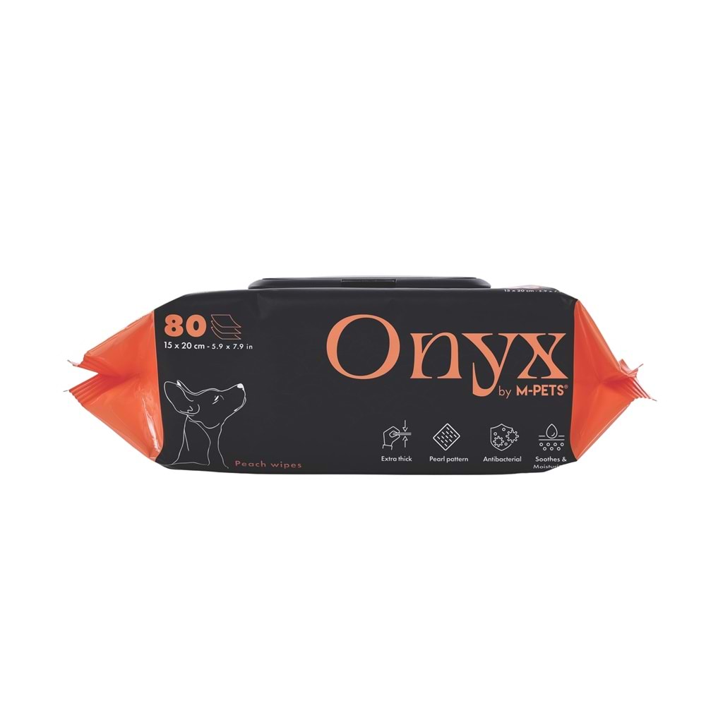 60106801 M-PETS ONYX ŞEFTALİ KOKULU KEDİ ve KÖPEKLER İÇİN TEMİZLEME MENDİLİ 80Lİ