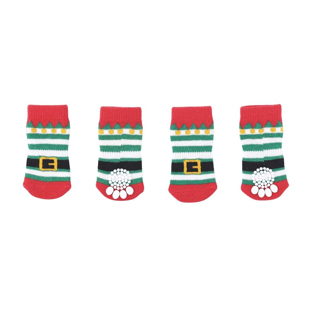 60303199 M-PETS CHRISTMAS ELF KAYMAZ TABANLI ÇORAP 4LÜ