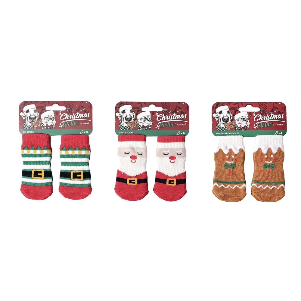 60303199 M-PETS CHRISTMAS ELF KAYMAZ TABANLI ÇORAP 4LÜ
