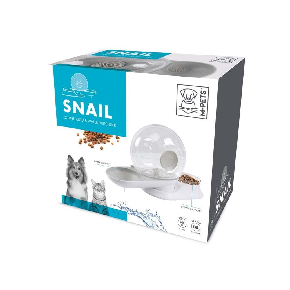 60500699 M-PETS SNAIL HAZNELİ SU ve MAMA KABI WHİTE 2800ML-240GR