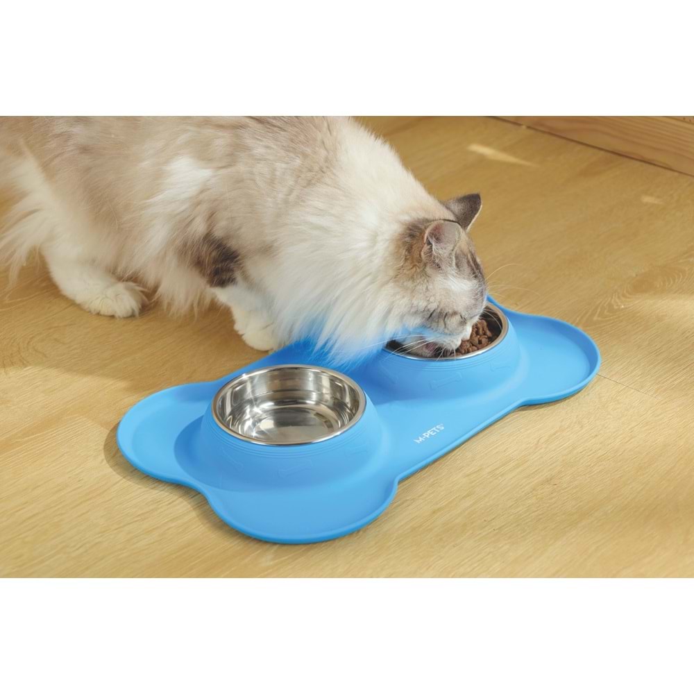 60530999 M-PETS DUET SILICONE MAT MAMA KABI BLUE 2X400ML