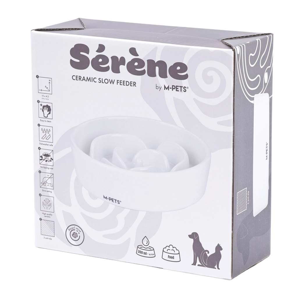 60531801 M-PETS SERENE ROSE SERAMİK YAVAŞ YEME MAMA KABI 300ML WHİTE