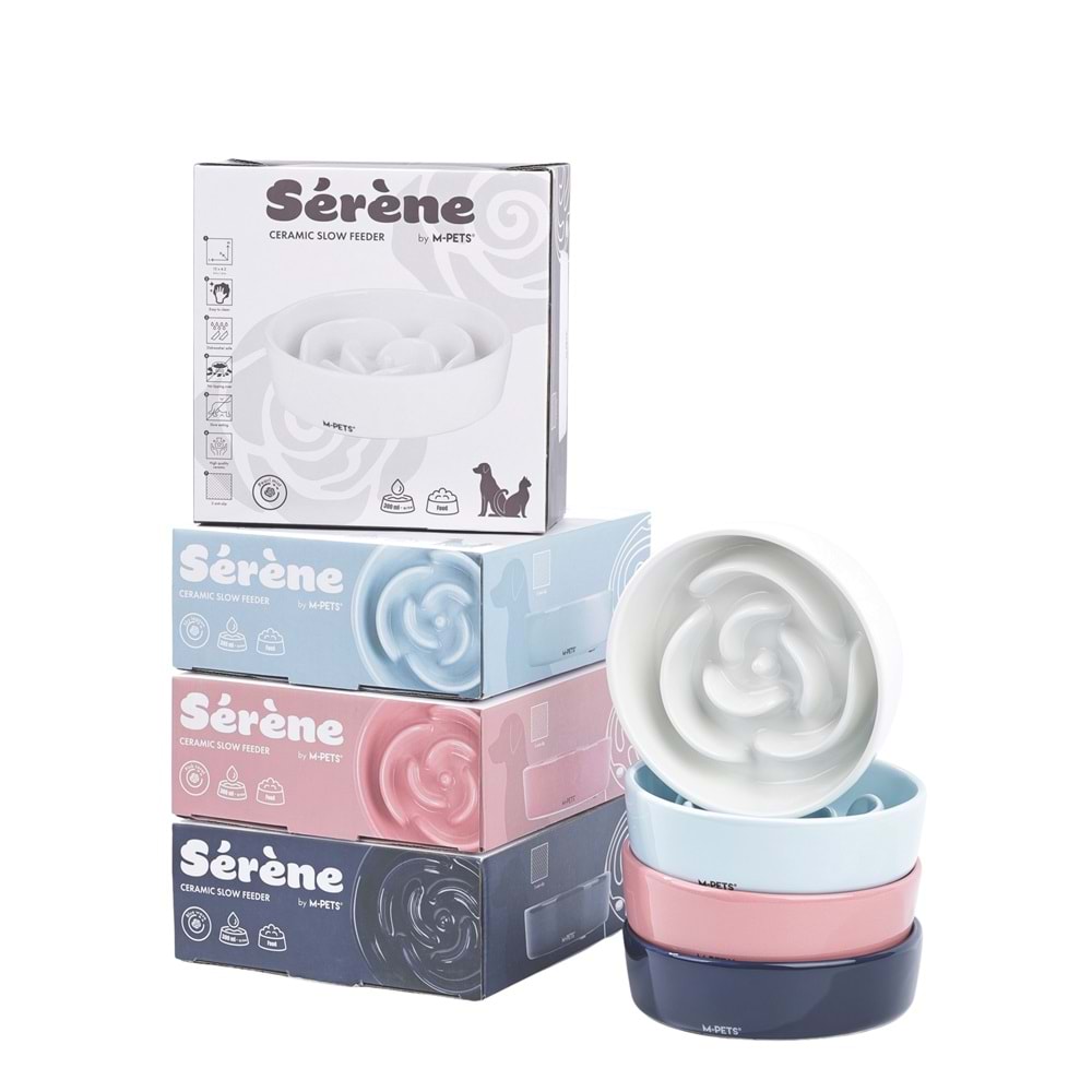 60531801 M-PETS SERENE ROSE SERAMİK YAVAŞ YEME MAMA KABI 300ML WHİTE