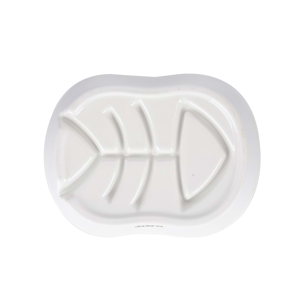 60532201 M-PETS SERENE FISH SERAMİK YAVAŞ YEME MAMA KABI 240ML WHİTE