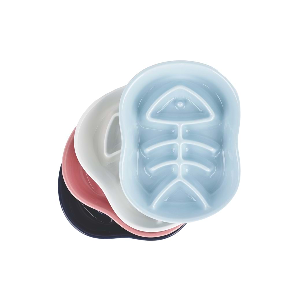 60532201 M-PETS SERENE FISH SERAMİK YAVAŞ YEME MAMA KABI 240ML WHİTE