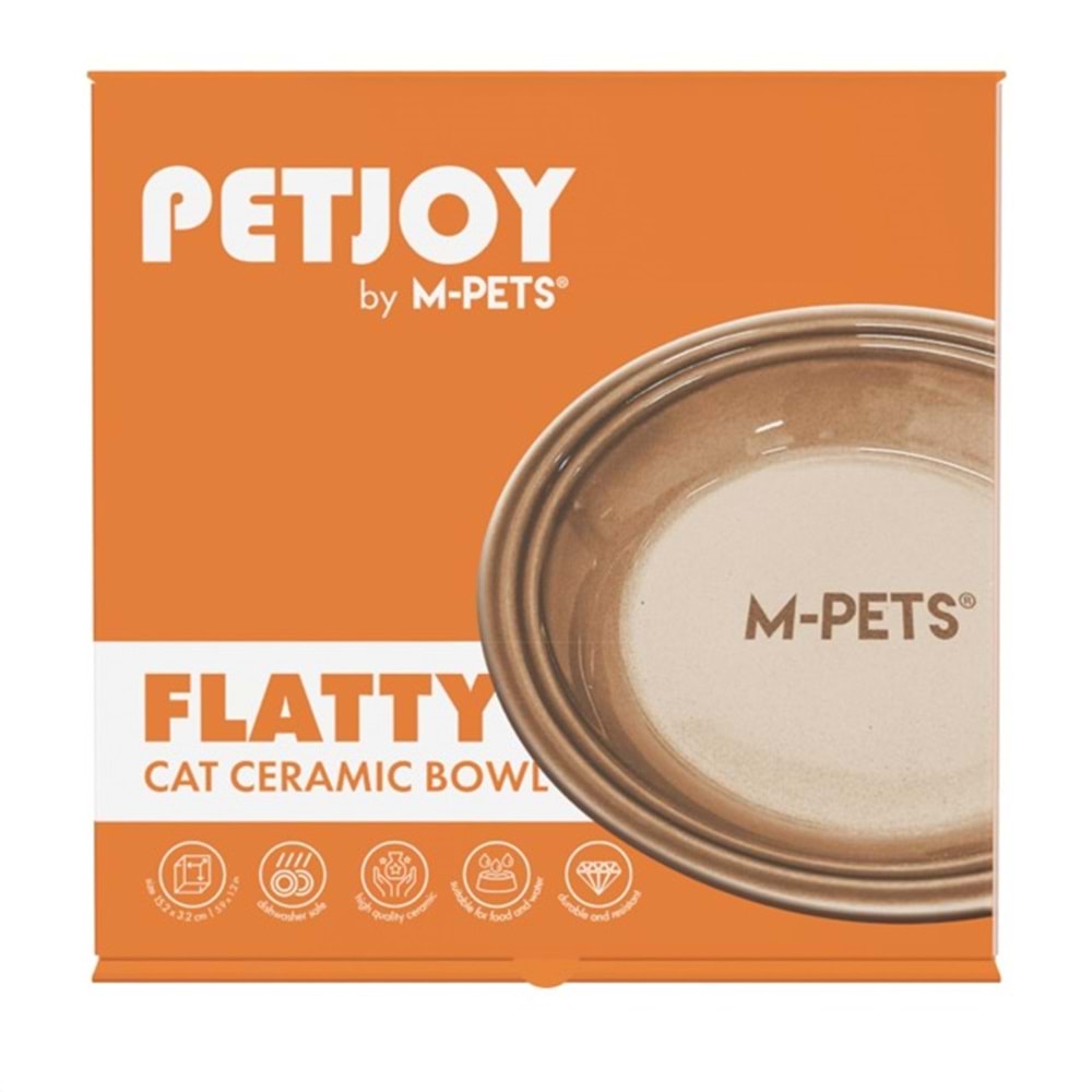60566799 M-PETS PETJOY FLATTY SERAMİK MAMA KABI BROWN 250ML