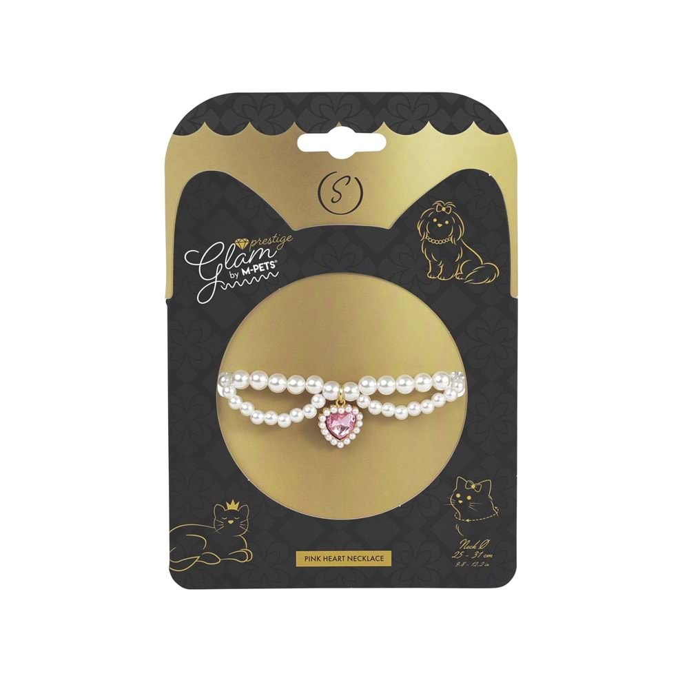 60801799 M-PETS GLAM PRESTİGE AKSESUAR KALP KOLYE PEMBE (S)