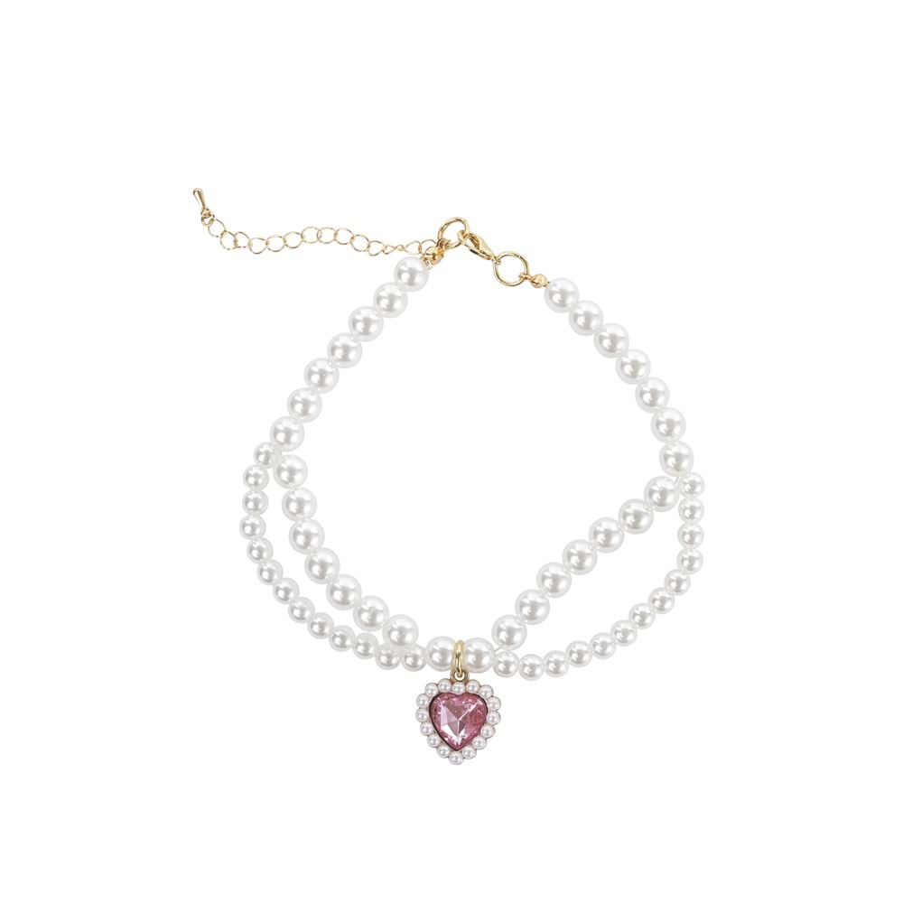 60801799 M-PETS GLAM PRESTİGE AKSESUAR KALP KOLYE PEMBE (S)