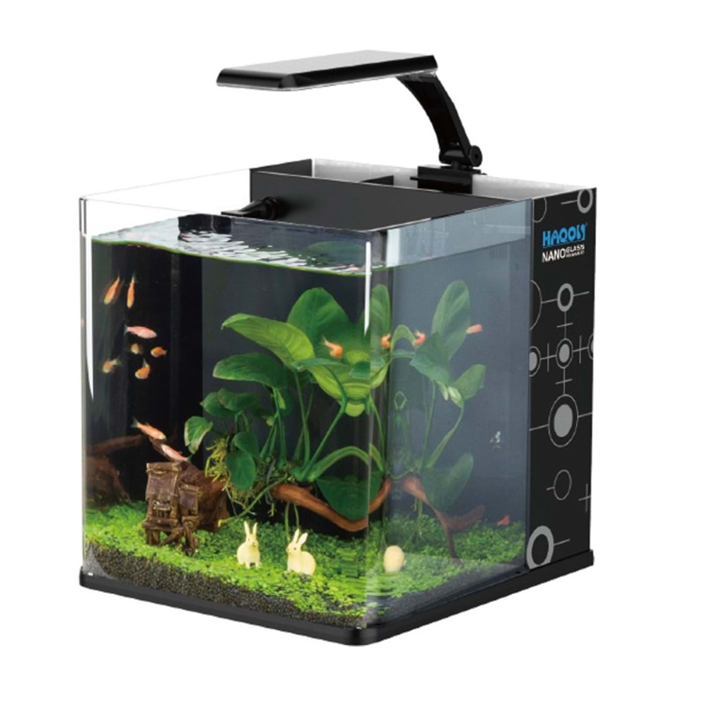 HAQOS CUBE BOX 25 LED AYDINLATMALI NANO AKVARYUM 18L BLACK