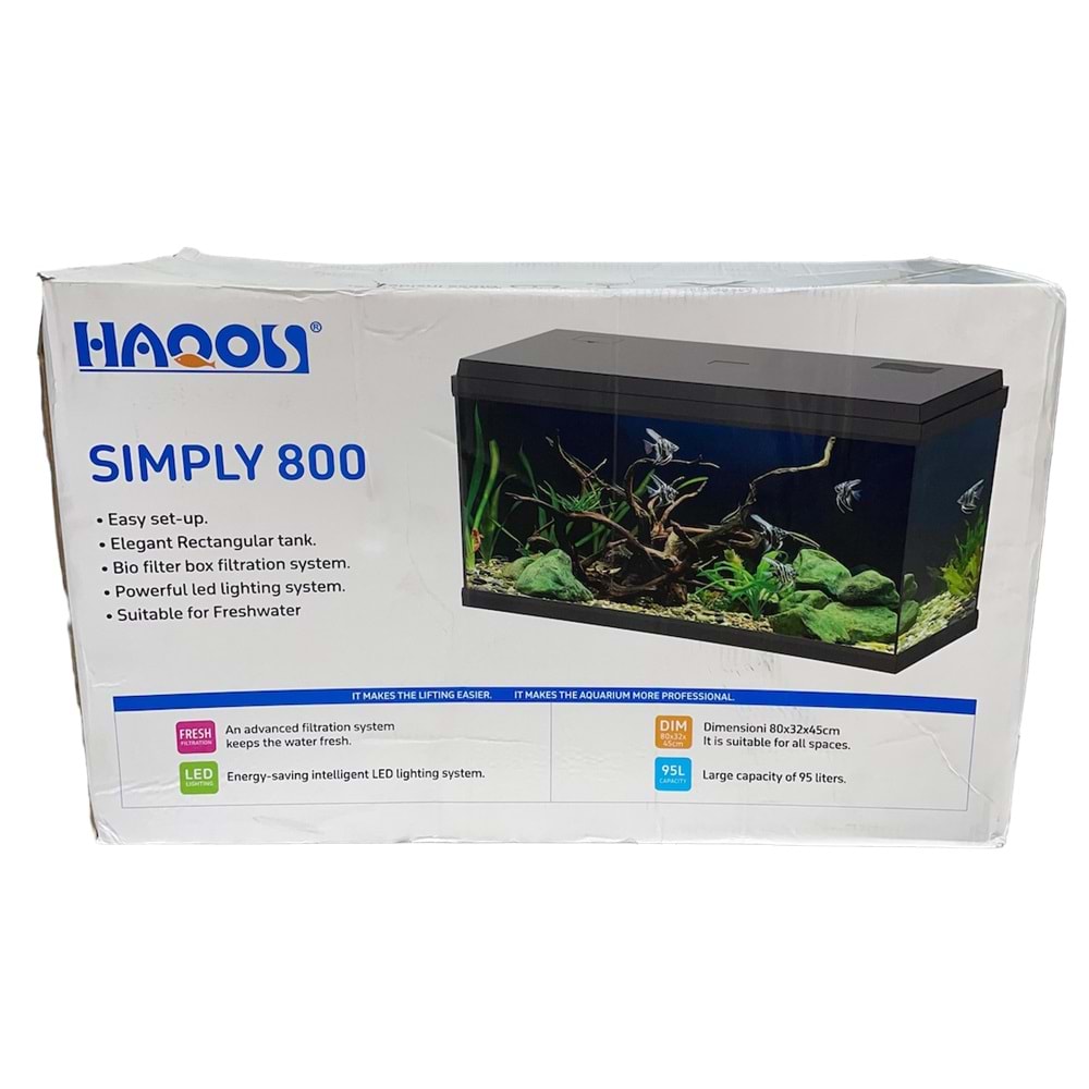 HAQOS SIMPLY LED 800 AKVARYUM 95L BLACK