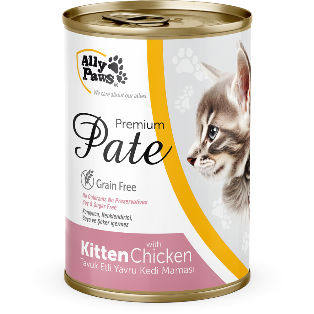 AP011 ALLY PAWS KİTTEN PATE TAVUK ETLİ KEDİ KONSERVE 400GR 12Lİ