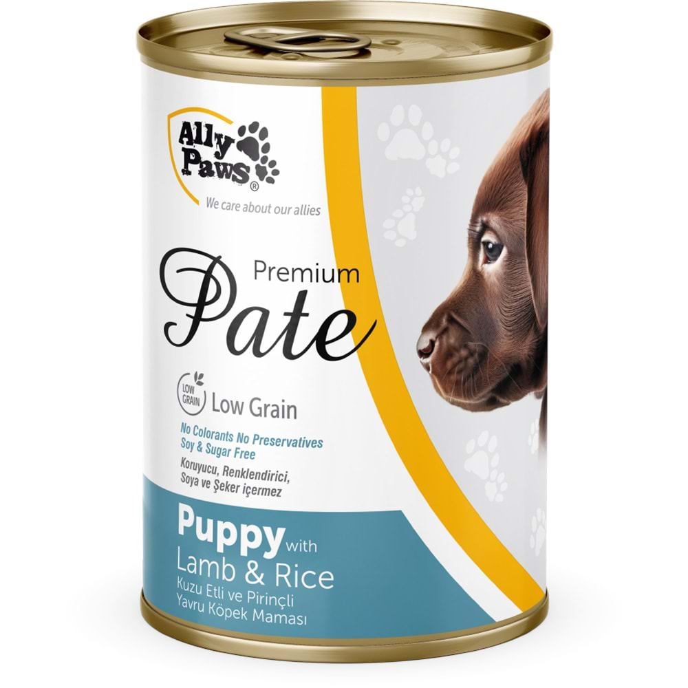 AP021 ALLY PAWS PUPPY PATE KUZU ETLİ KÖPEK KONSERVE 400GR 12Lİ