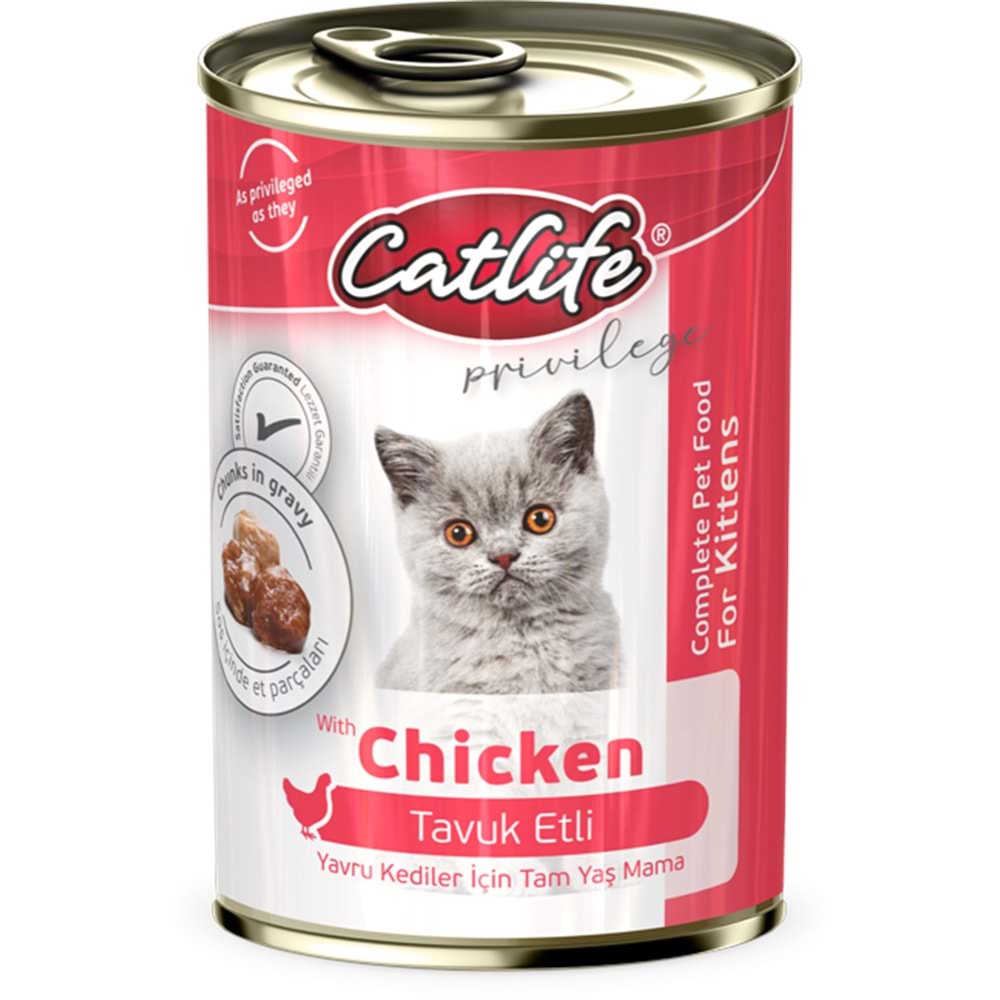 CLF12-CATLİFE KİTTEN TAVUK ETLİ KONSERVE 400GR 12Lİ